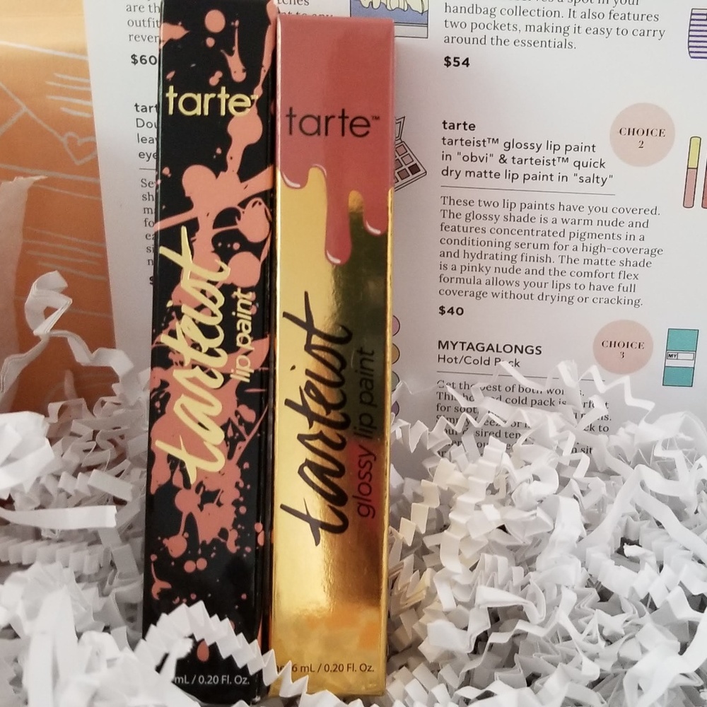 tarteist lip paints in "obvi" & "salty"